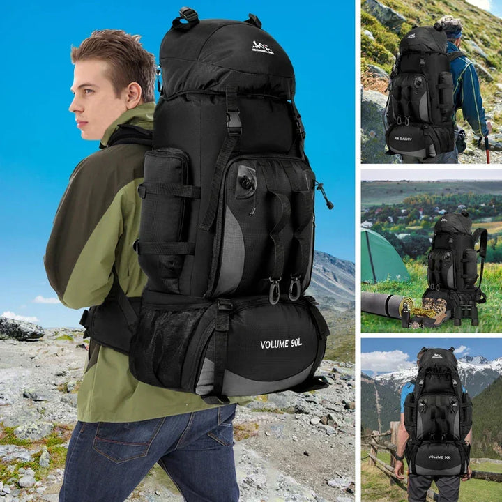 Veelzijdige 90L reisrugzak MALORIA, waterdicht en comfortabel. Perfect voor lange wandelingen & kamperen.