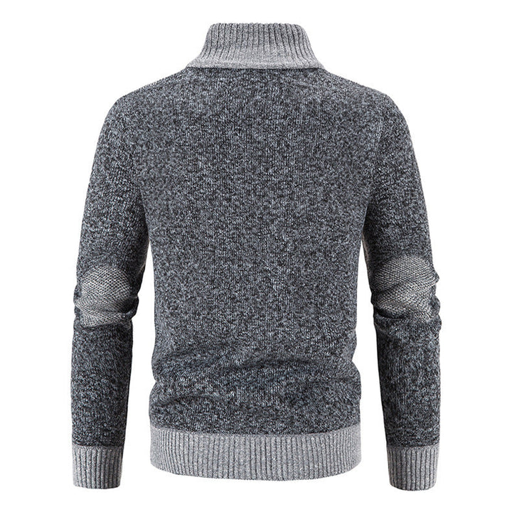 Stijlvol grijs herenvest met ribgebreide kraag, een essentieel item voor elke man.