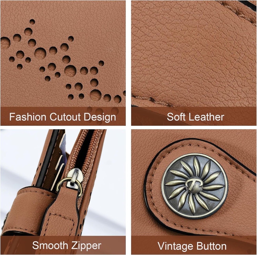 Claire: Dunne RFID bifold portemonnee voor vrouwen, met ritsvak en compact design.
