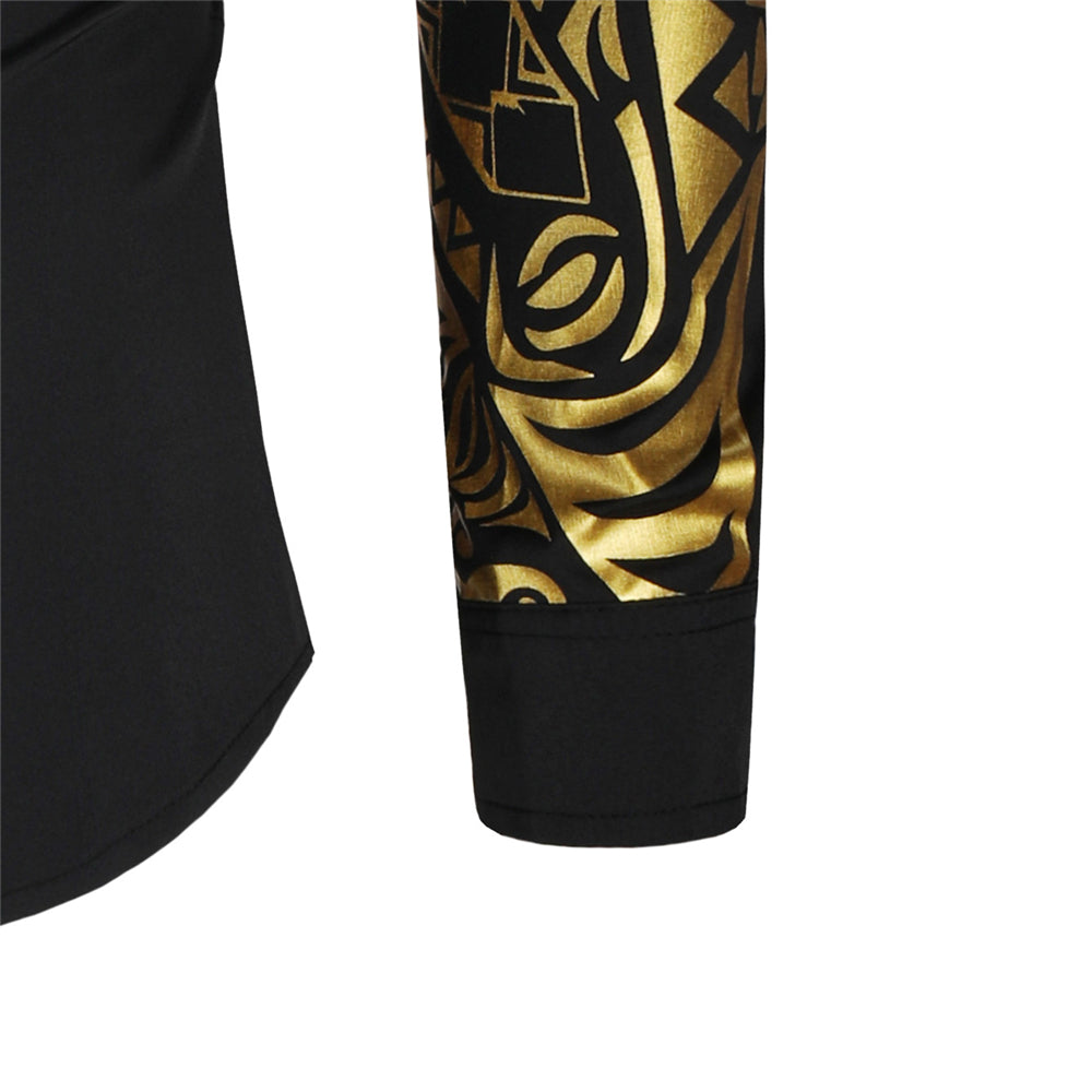 Trendy slim fit herenoverhemd Darius met gouden accenten, geschikt voor casual chic en feestelijke momenten.