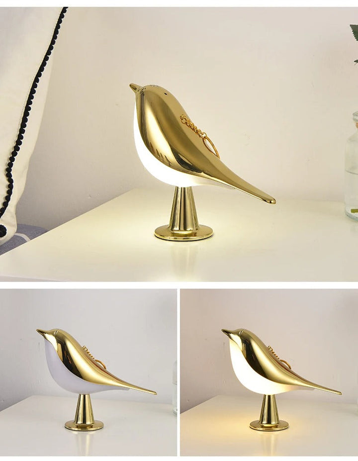 Origineel cadeau: houten vogel LED nachtlamp, dimbaar en met aanraakbediening, ideaal voor kinderkamer.