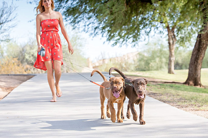 Nooit meer klitten! Deze dubbele hondenriem van SANDSBERGORIGINALS is speciaal ontworpen voor twee honden, veilig en sterk.