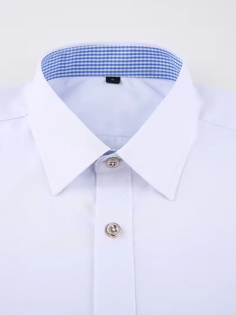 Trendy heren overhemd, lange mouwen, met mandarin kraag; ideaal voor avondje uit.