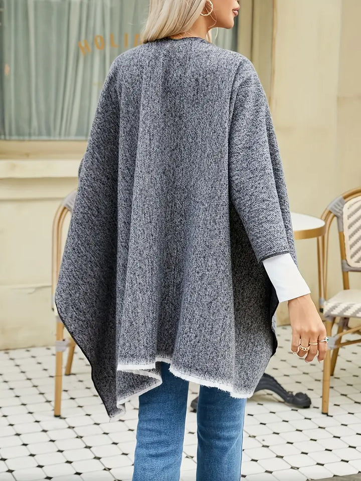 Comfortabele dames poncho met kasjmier look, retro chic voor herfst en winter.
