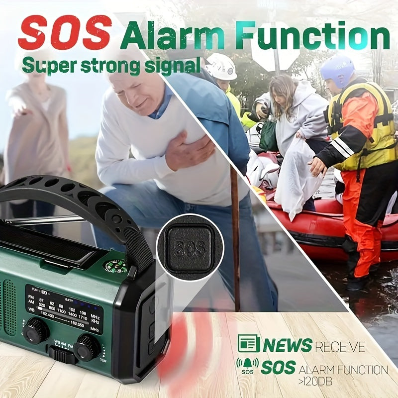 Eco-vriendelijke noodradio met handcrank & zonne-energie; betrouwbare stroom in elke situatie.
