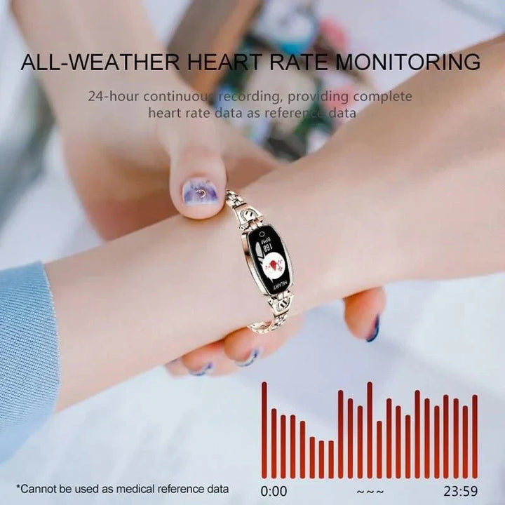 Robuuste waterdichte fitness armband voor dames, perfect voor alle sportactiviteiten en welzijnsmonitoring.