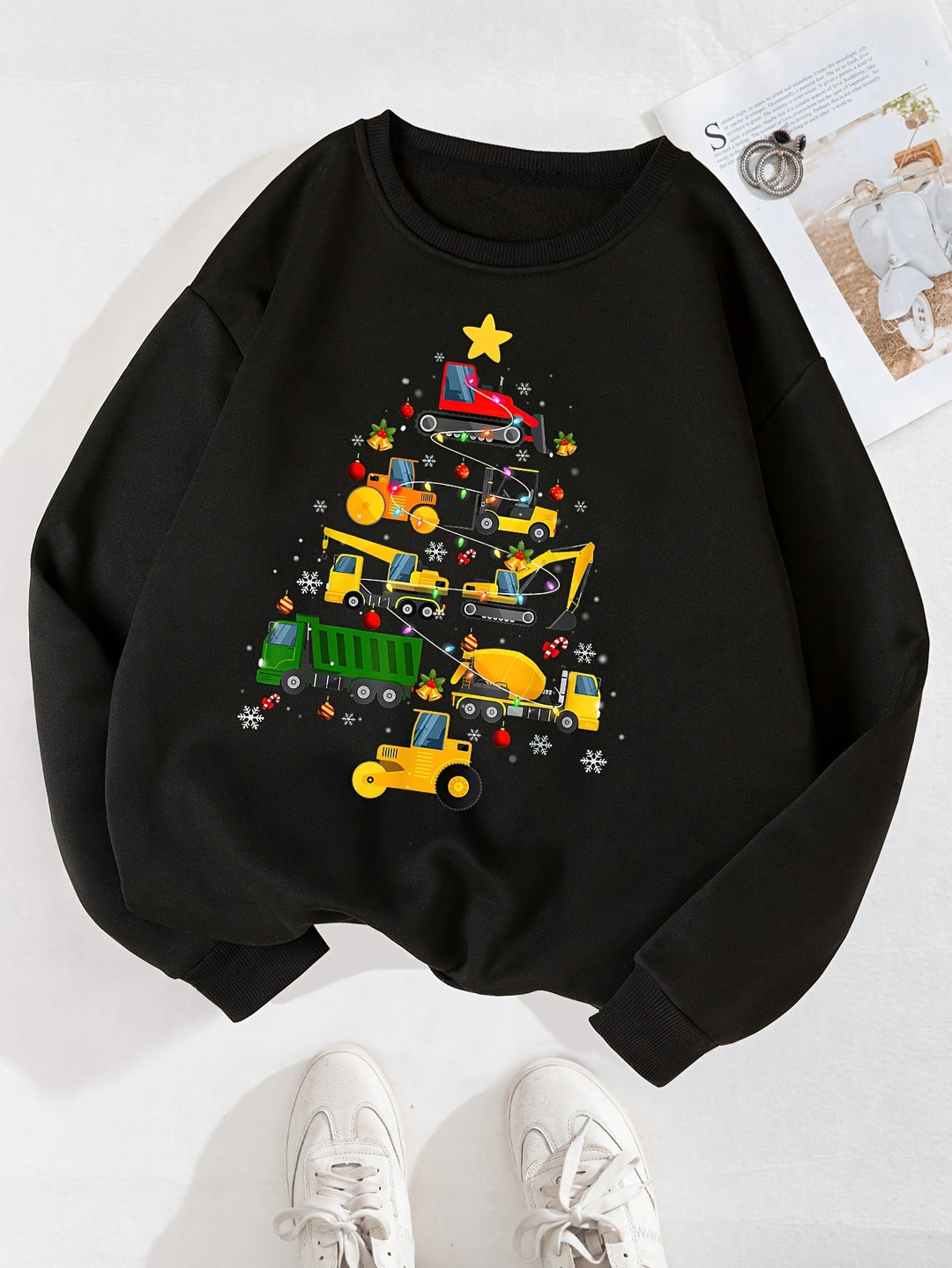 Zacht jongens kerstboom sweatshirt, een trendy kerstoutfit voor jonge jongensmode.