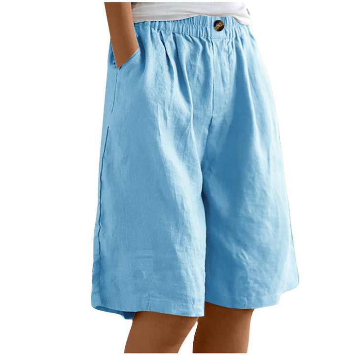 Luchtige dames short van katoen linnen, hoge taille, losse pasvorm. Ideaal voor zomer en vakantie.