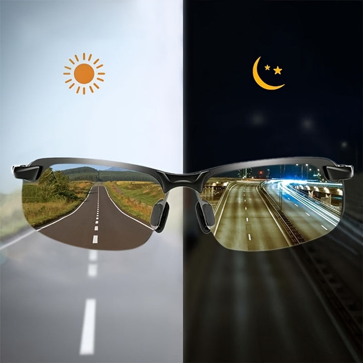 Unisex gepolariseerde photochrome zonnebril, ideaal voor autorijden en optimale oogbescherming bij wisselend licht.