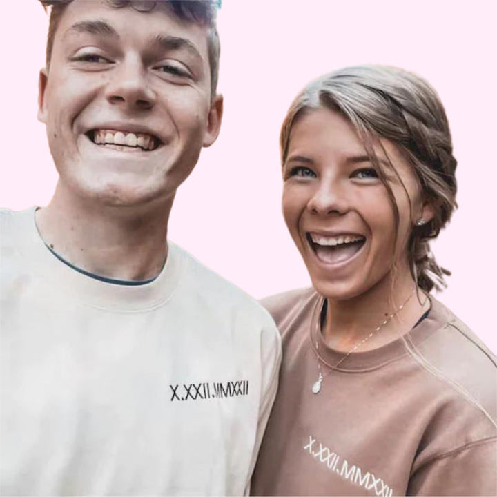 Comfortabele unisex sweatshirt voor koppels, perfect voor jubileum of speciale gelegenheid.