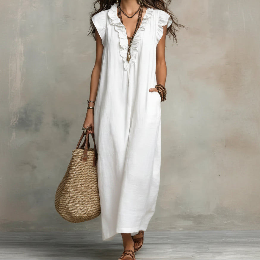 Comfortabele en luchtige dames zomerjurk, gemaakt van ademend polyester.