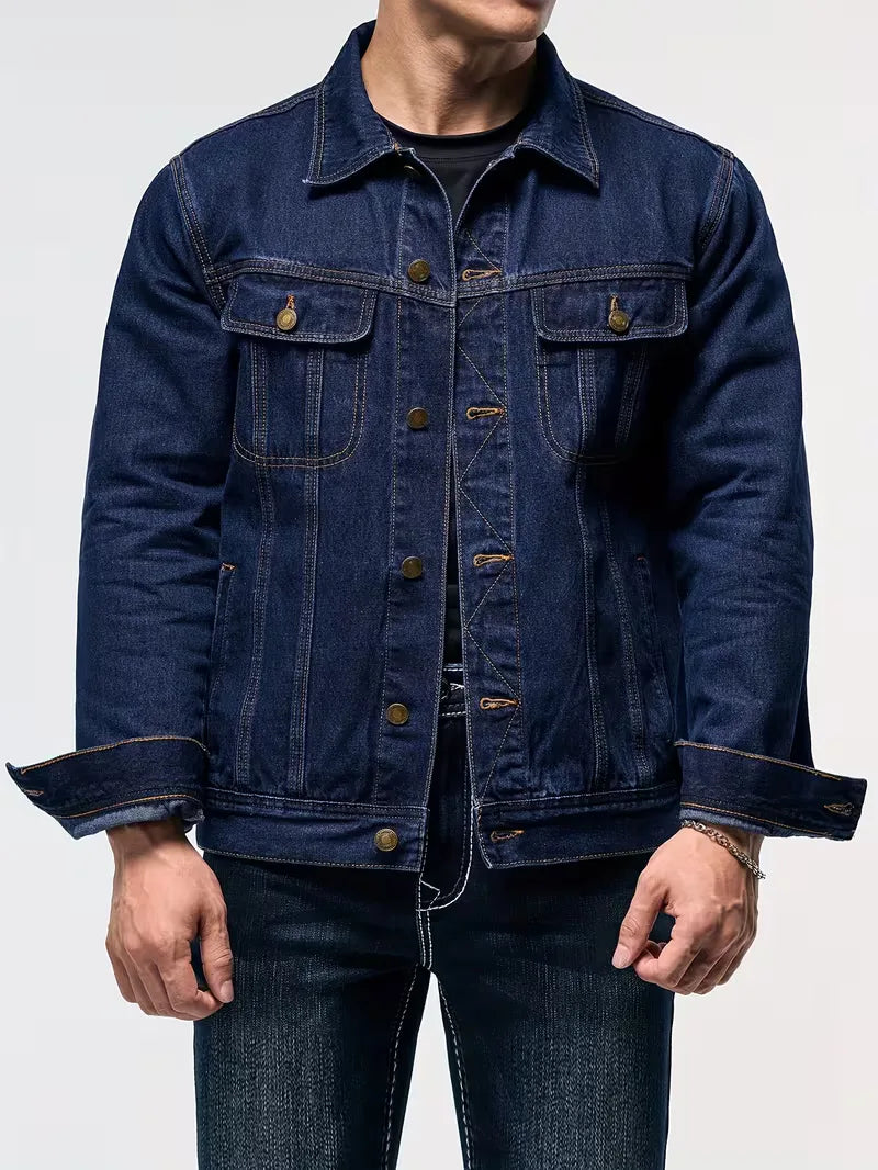 Stoer heren spijkerjack, lange mouwen, borstzakken en knoopsluiting, perfect voor elke outfit.