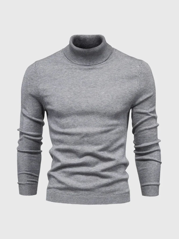 Zwarte heren coltrui van premium katoen, een elegante basic voor mannen.