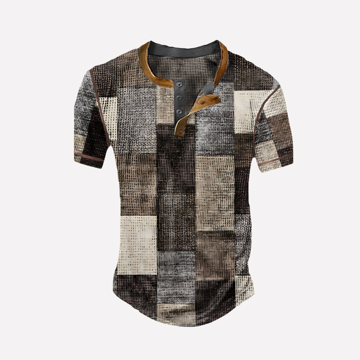 Losvallend heren wafel breisel T-shirt, comfortabel en ademend, een dagelijkse top.