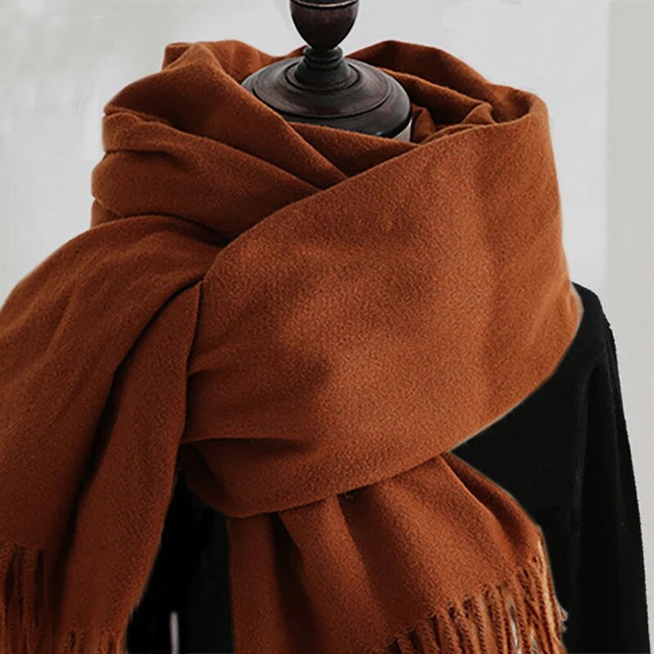 Omhullende, zachte kasjmier sjaal voor dames; een warm en stijlvol winteraccessoire dat comfort biedt.