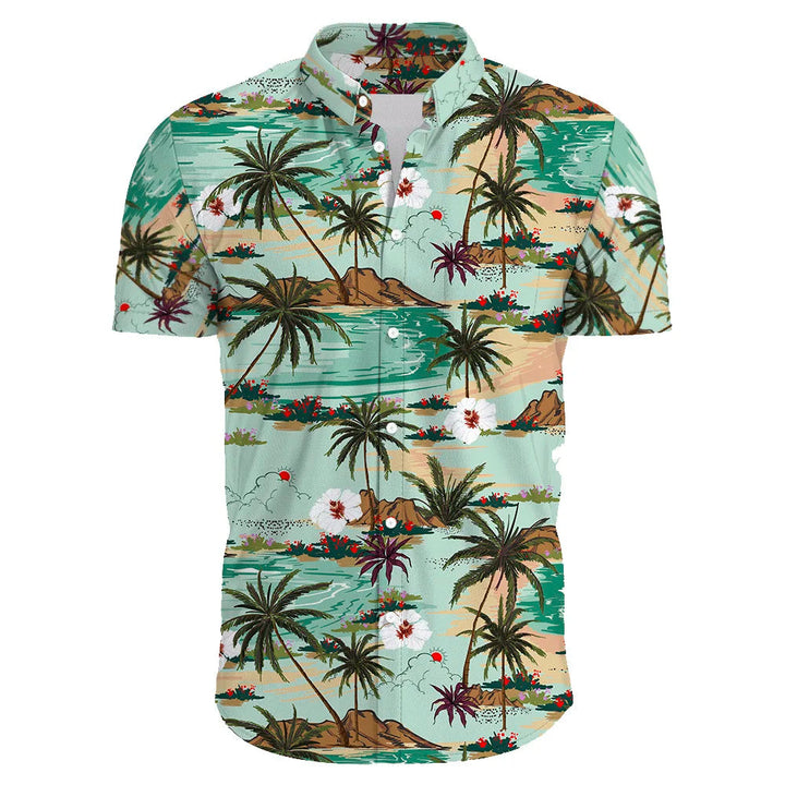 Oversized heren Hawaiiaans overhemd met levendige bloemenprint, comfortabel voor zomerse dagen.