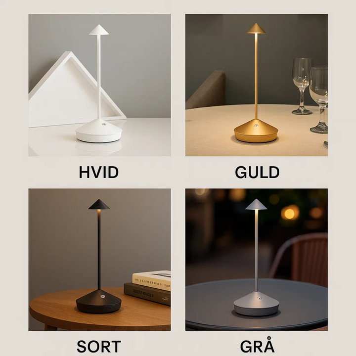 Sfeervolle ClarityGlow tafellamp, draadloos en waterdicht, met dimbare LED voor binnen en buiten.