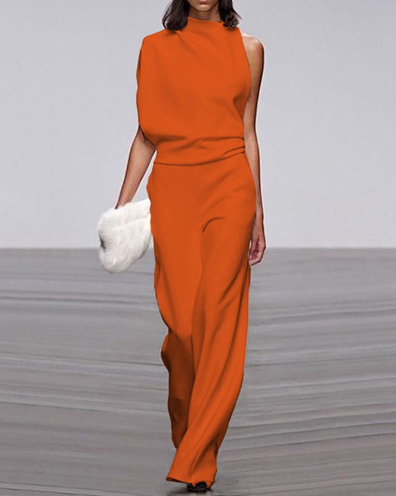 Comfortabele effen dames jumpsuit, ideaal voor een casual dag of een relaxte maar stijlvolle gelegenheid.