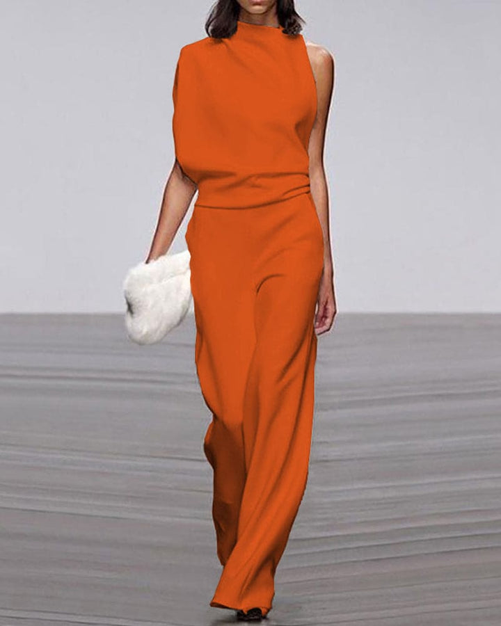 Comfortabele effen dames jumpsuit, ideaal voor een casual dag of een relaxte maar stijlvolle gelegenheid.