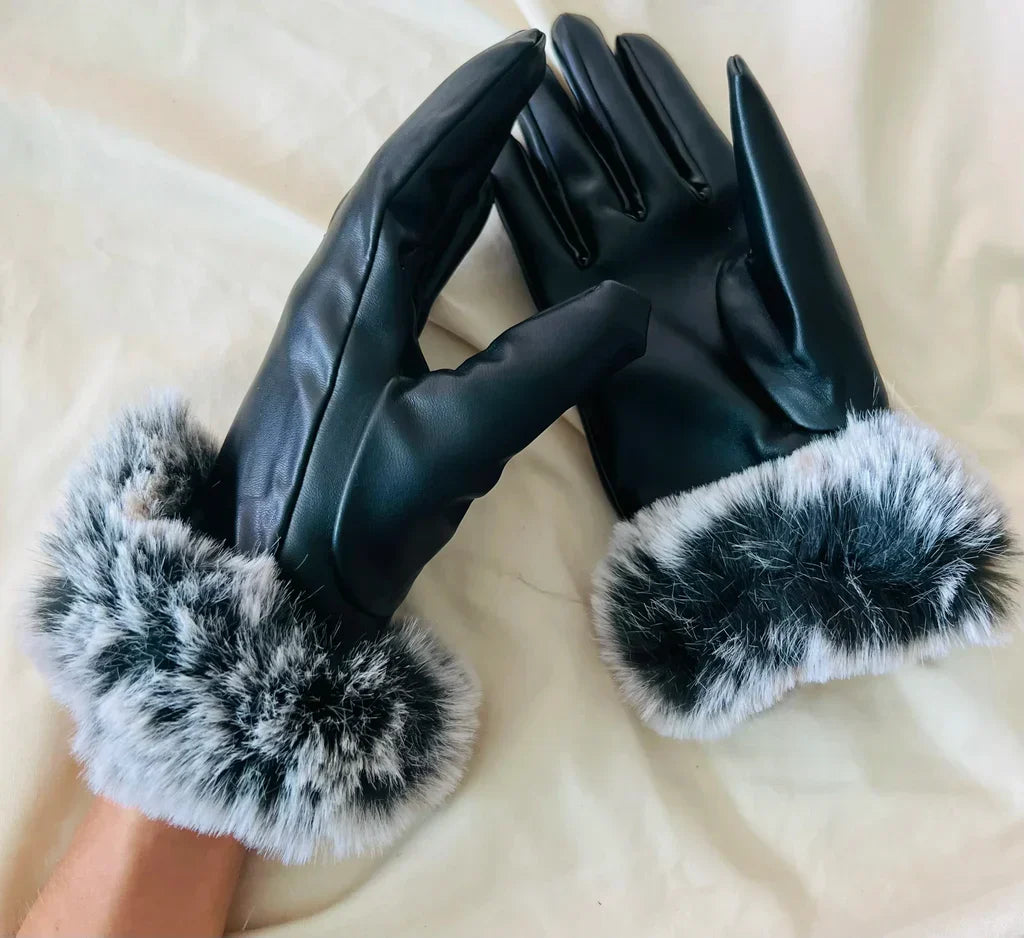 Elegante zwarte dameshandschoenen van hoogwaardig PU leer, perfect voor de wintermode.