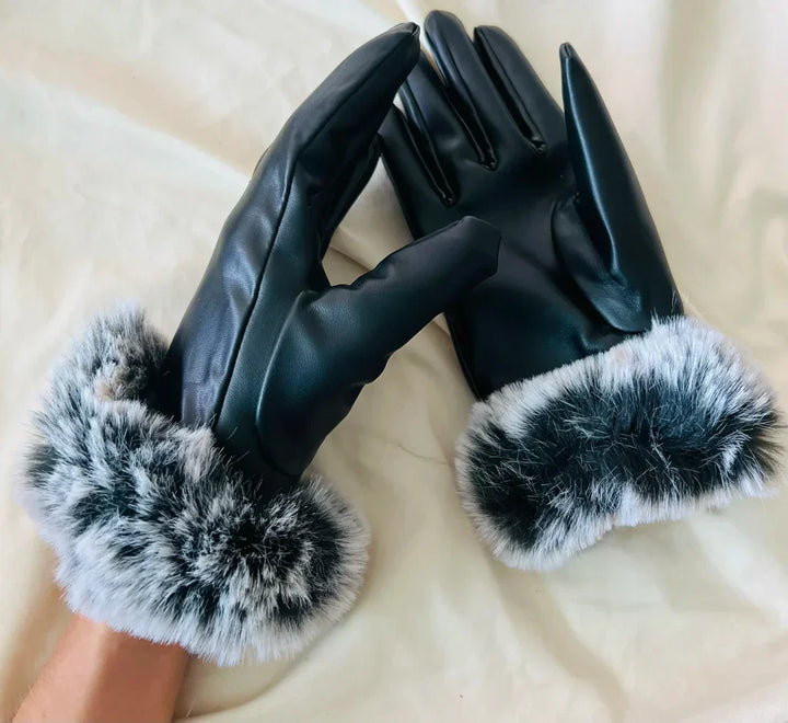 Elegante zwarte dameshandschoenen van hoogwaardig PU leer, perfect voor de wintermode.
