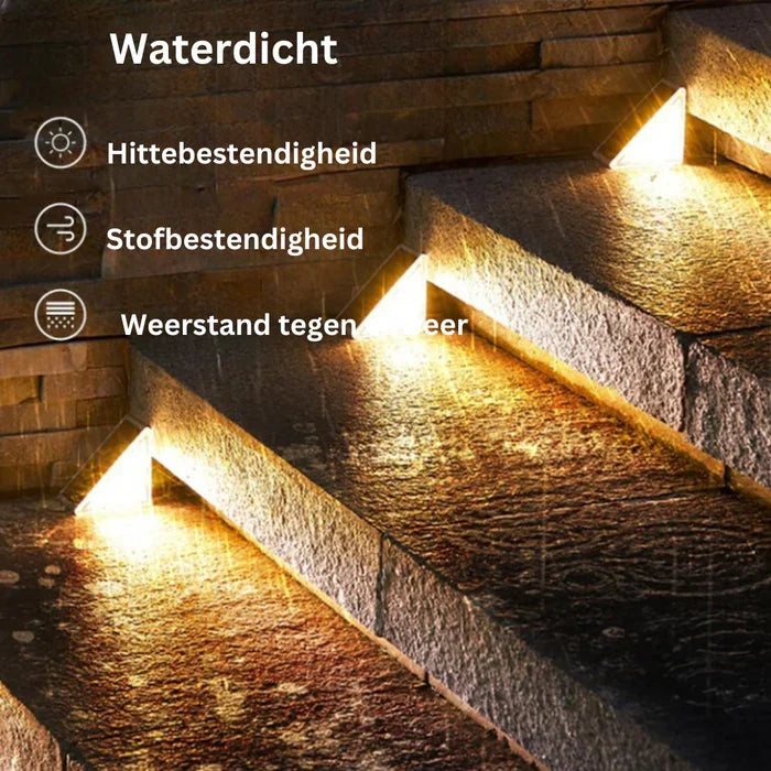 Energiezuinige StepBright LED buitenverlichting voor trappen, waterdicht voor tuin en terras.