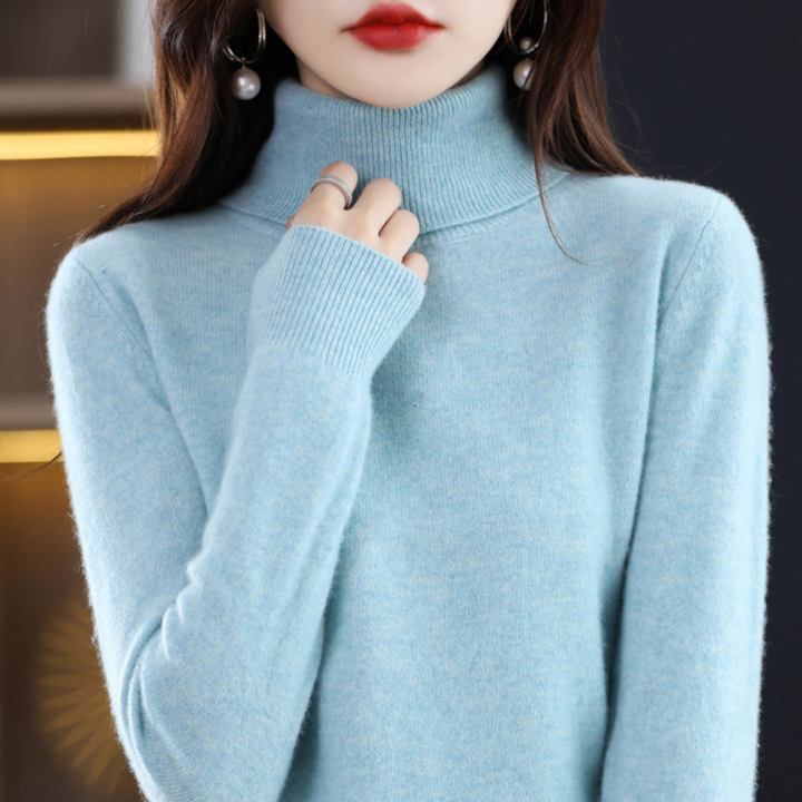 Elegante dames trui Elena, warme kasjmier coltrui, ideaal voor wintermode en comfort.