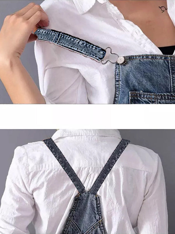 Casual spijkerjurk voor dames in dungaree stijl, met trendy rugsplit. Ideaal voor modebewuste vrouwen.