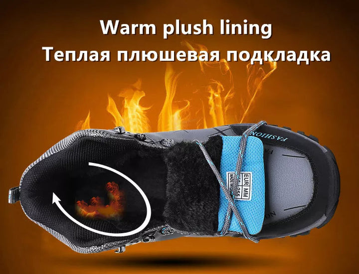 Actieve heren waterdichte snowsneakers, lichtgewicht en warm voor winterse sporten.