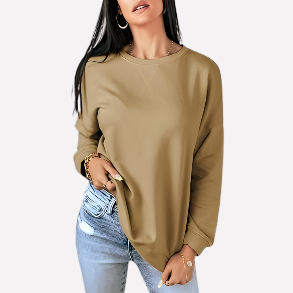Stijlvolle ronde hals damestrui, zacht aanvoelend, perfect voor casual elegantie.
