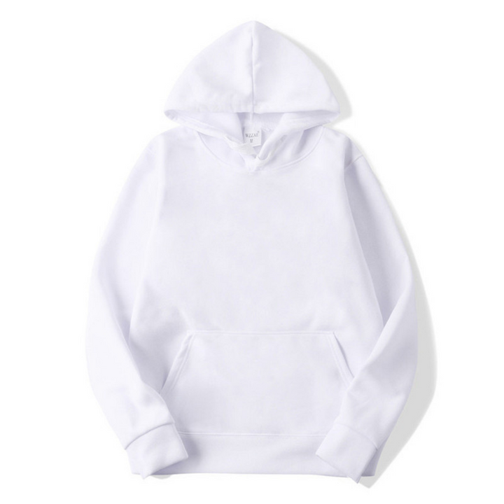 Dichtbij effen herenhoodie met verstelbare capuchon, perfect voor streetwear en sportieve looks.
