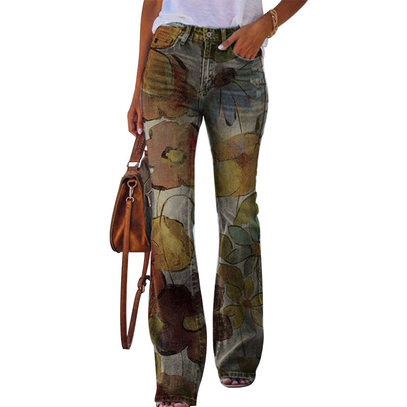 Casual dames flare-jeans, hoge taille en 4 knopen. Een must-have voor een trendy kledingkast.