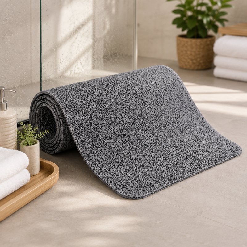 Antislip douchemat in een moderne badkamer, zorgt voor veiligheid tijdens douchen.