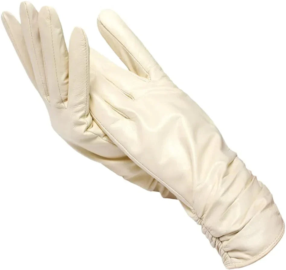 Warme schapenvacht-leren dameshandschoenen. Een klassieker die stijl en comfort combineert.