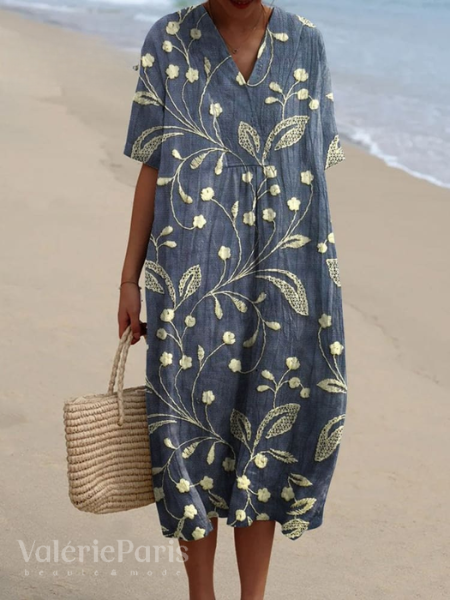 Vrolijke damesjurk met bloemenprint, flatterend model voor een comfortabele zomerse stijl.
