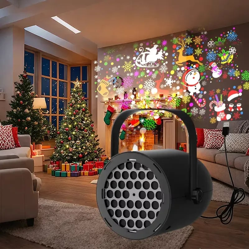 Sfeervolle LED projectielamp met diverse feestdagen projecties, een USB-gevoede sfeerlamp voor elk feest.