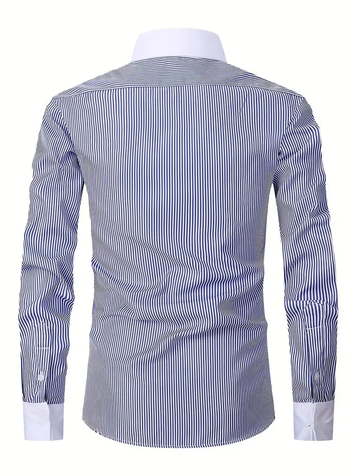Chique heren overhemd voor bruiloft, met elegante mandarin kraag en lange mouwen.