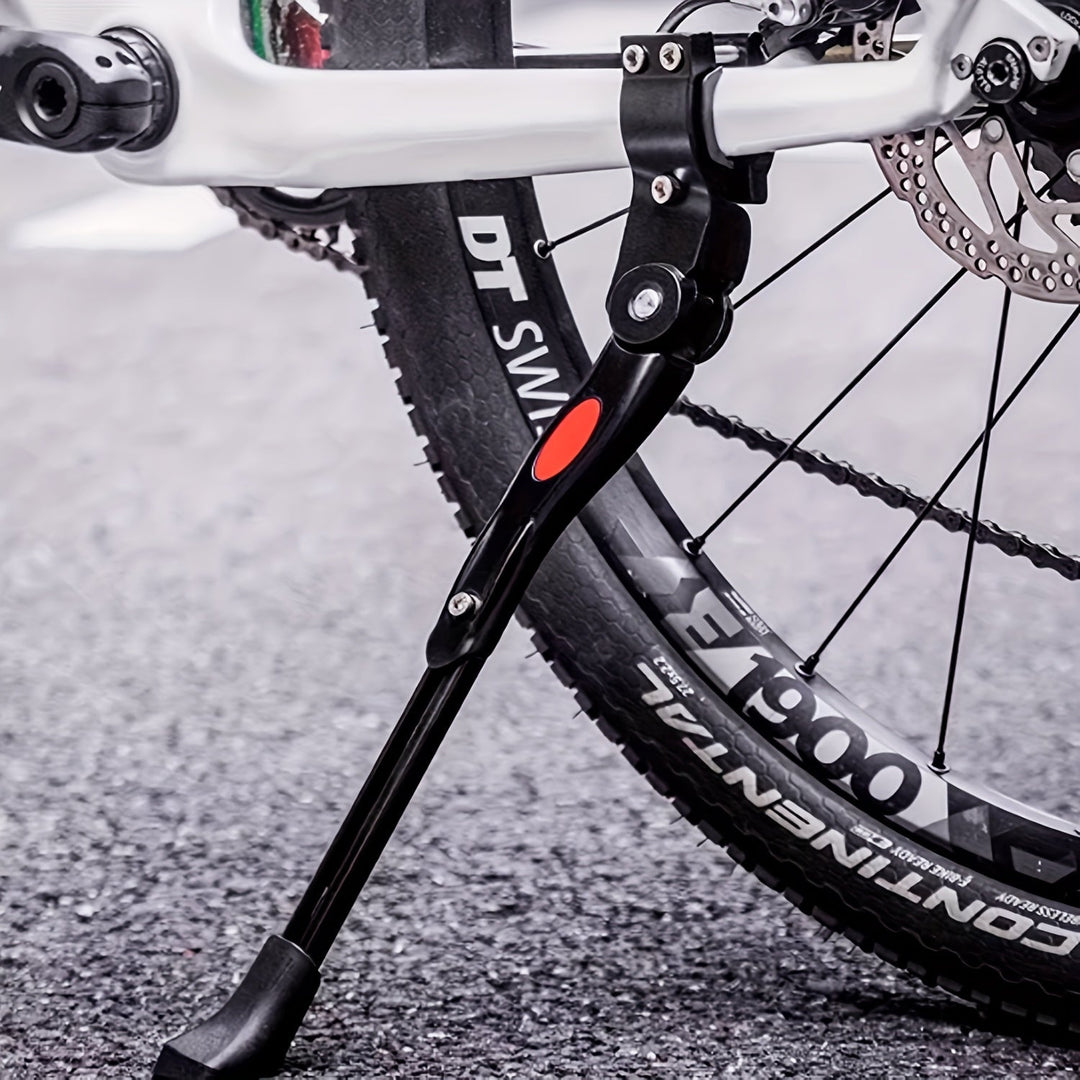Verstelbare aluminium fietsstandaard voor diverse fietsen, stevige zijkickstand voor stabiel parkeren.