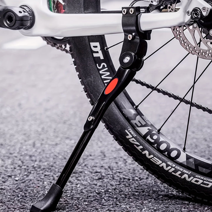 Verstelbare aluminium fietsstandaard voor diverse fietsen, stevige zijkickstand voor stabiel parkeren.