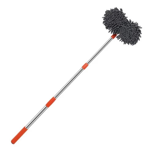 Telescopische microvezel wasborstel voor auto, met dubbele kop; perfect voor krasvrije voertuigreiniging.