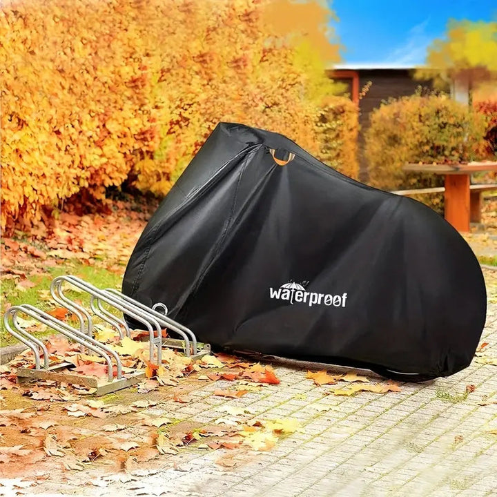 Duurzame zwarte fietshoes/motorhoes met UV-bescherming en roestvrije eigenschappen voor buiten.