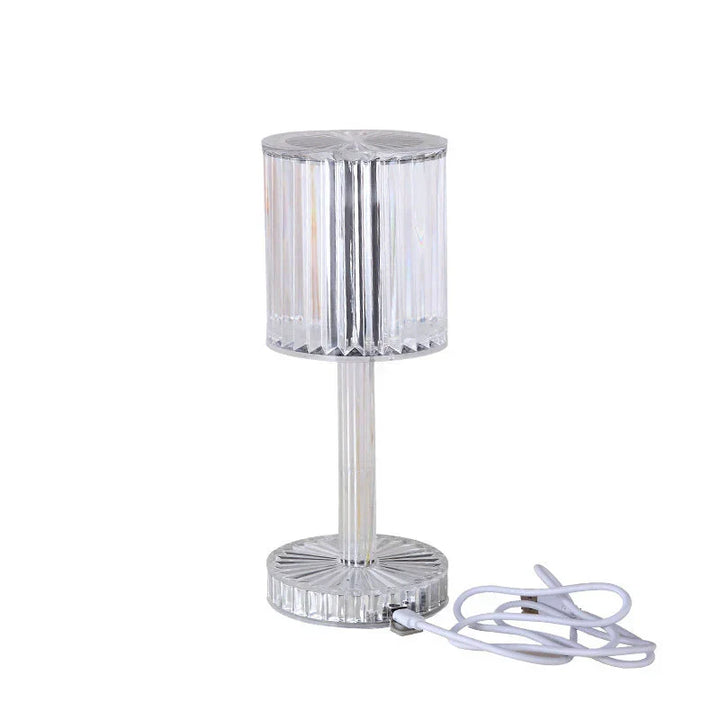 Decoratieve kristallen tafellamp (Seraphine) als dimbaar nachtlampje; elegante led verlichting voor huis.