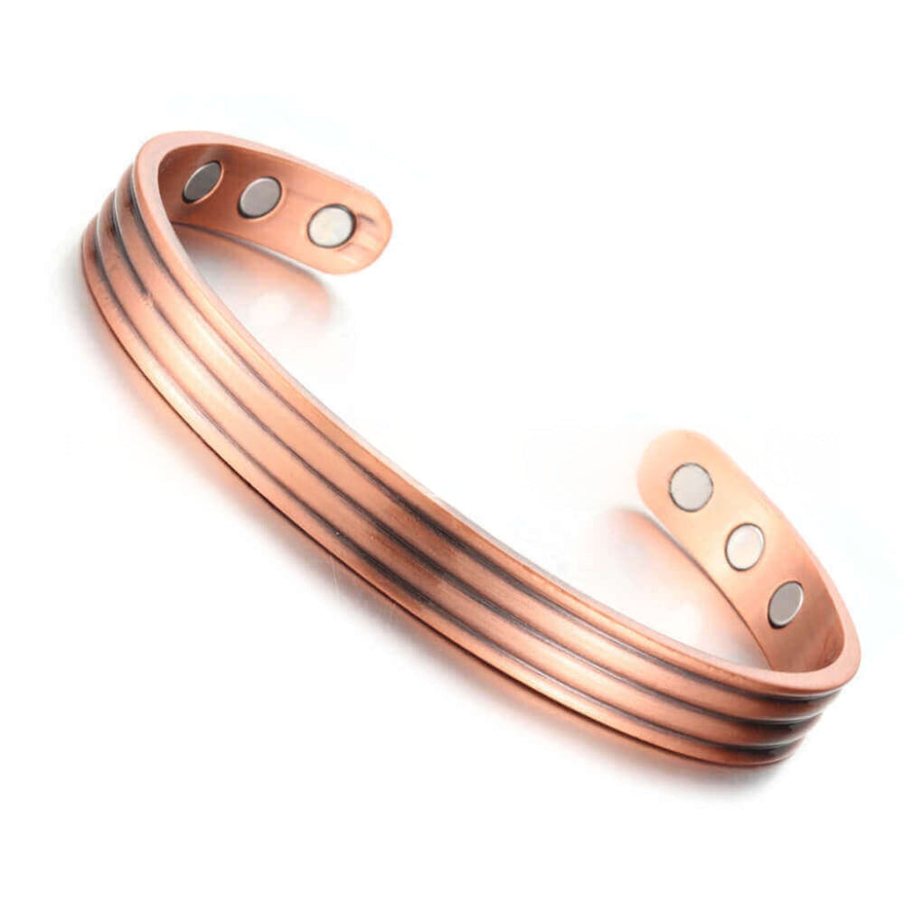 Stijlvolle unisex koperen armband met magnetische sluiting. Minimalistisch sieraad en modeaccessoire van rood koper.