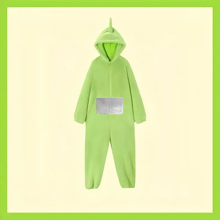 Blauwe Tinky Winky Teletubbies jumpsuit, perfect als pyjama, cosplay of unieke verkleedkleding.