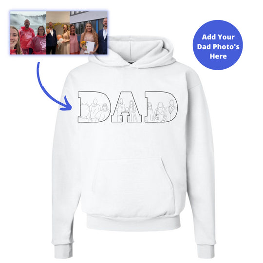 Stijlvolle heren hoodie, gepersonaliseerd met foto of tekst. Perfect cadeau voor vader, comfortabel en uniek.