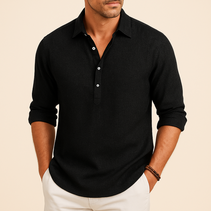 Stijlvol los heren overhemd, lange mouwen. Veelzijdig pullover voor casual lente- en herfstmode.