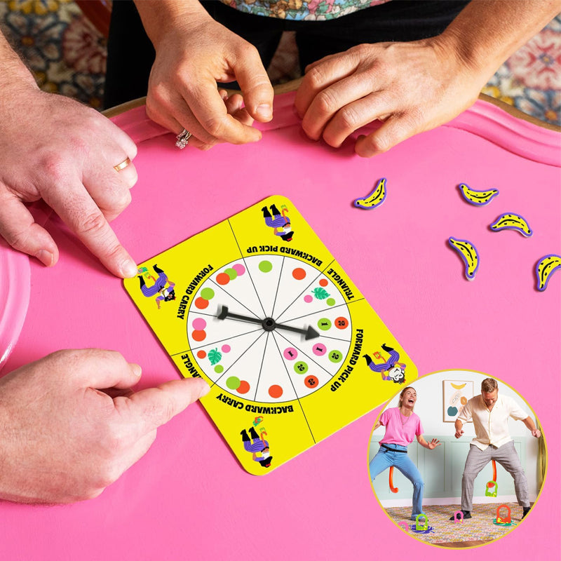 Dynamisch, bewogen beeld van spelers in actie tijdens het energieke Swingo staartspel. Een actief groepsspel vol plezier.