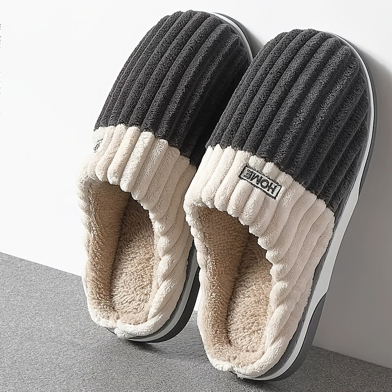 Heren pantoffels: warme, comfortabele instappers met waterdichte zool voor thuis ontspanning.