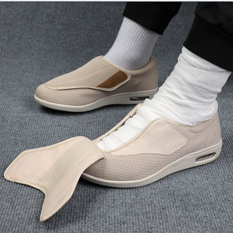 Gemakkelijke klittenband diabetici schoenen, ideaal voor gevoelige voeten en dagelijks gebruik, unisex design.