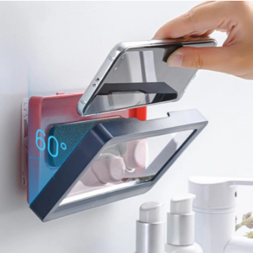Waterdichte telefoonhouder voor badkamer & keuken. Ideaal voor douchen of koken, muurbevestiging. Universeel design.
